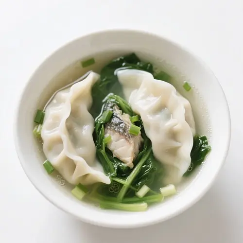 野葛菜生魚湯餃子